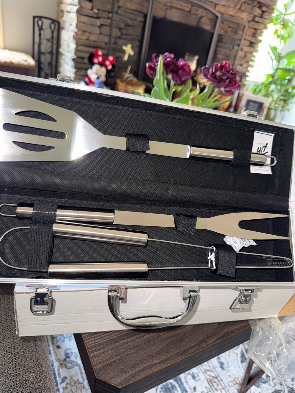 4-Piece Stainless Steel Grill Tool Set in Black Carry Case